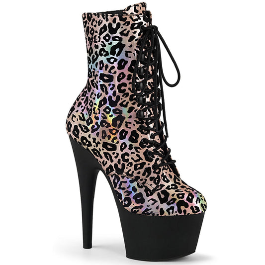 ADORE-1020LP Strippers Heels Pleaser Platforms (Exotic Dancing) Lt. Pink Leopard Print Holo/Blk Matte