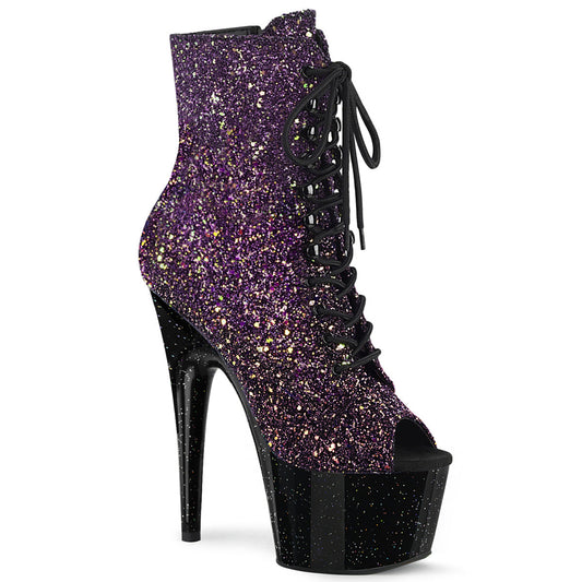 ADORE-1021OMBG Strippers Heels Pleaser Platforms (Exotic Dancing) Purple Multi Glitter/Blk