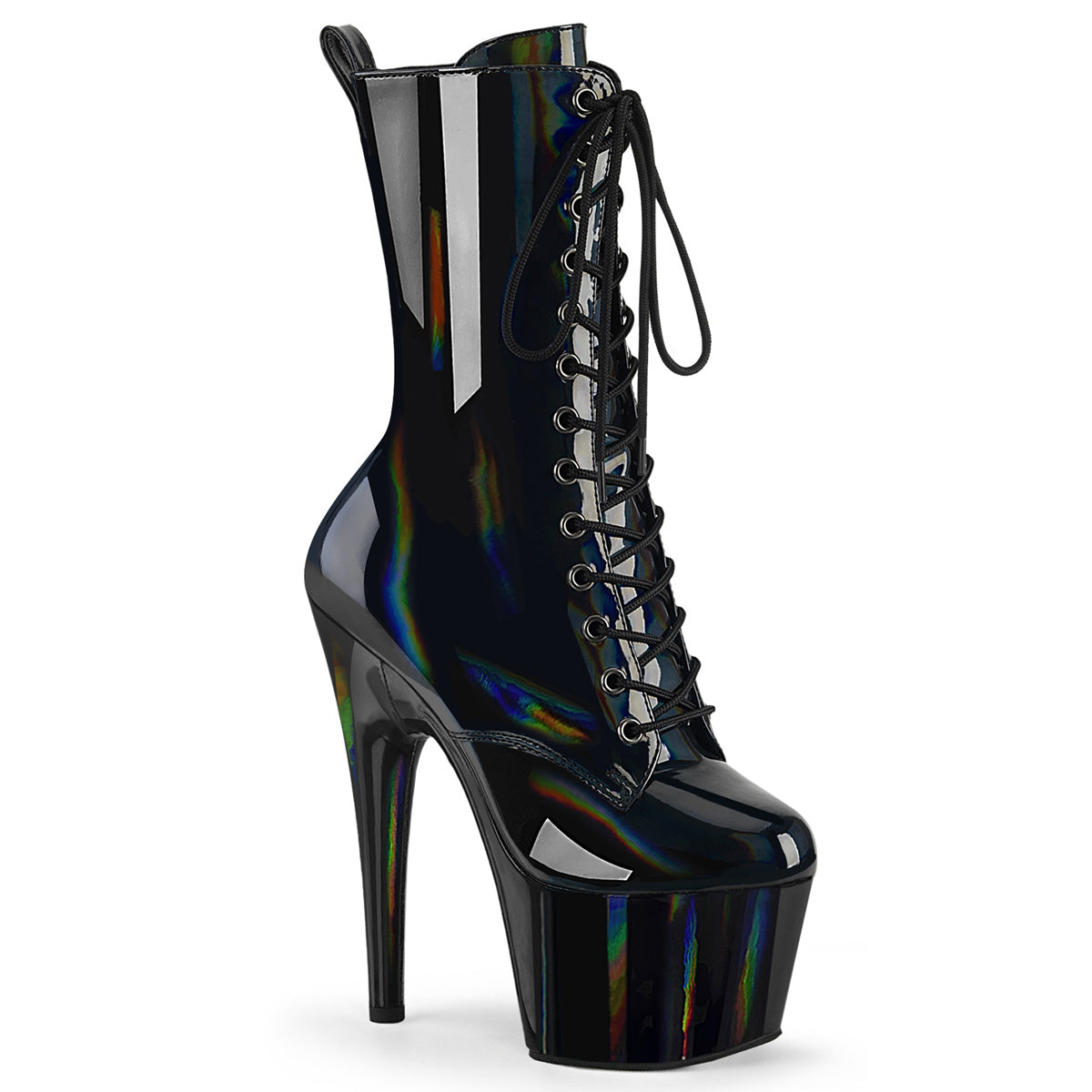 ADORE-1040WR-HG Pleaser Black Holo Patent Platform Shoes (Sexy Shoes)