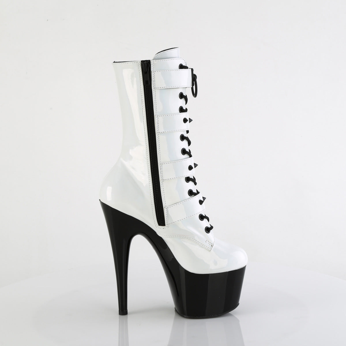 ADORE-1046TT Pleaser White Holo Patent/Black Platform Shoes (Sexy Shoes)