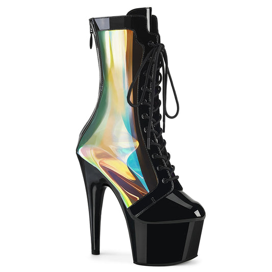 ADORE-1047 Pleaser Black Patent-Holo/Black Platform Shoes (Sexy Shoes)