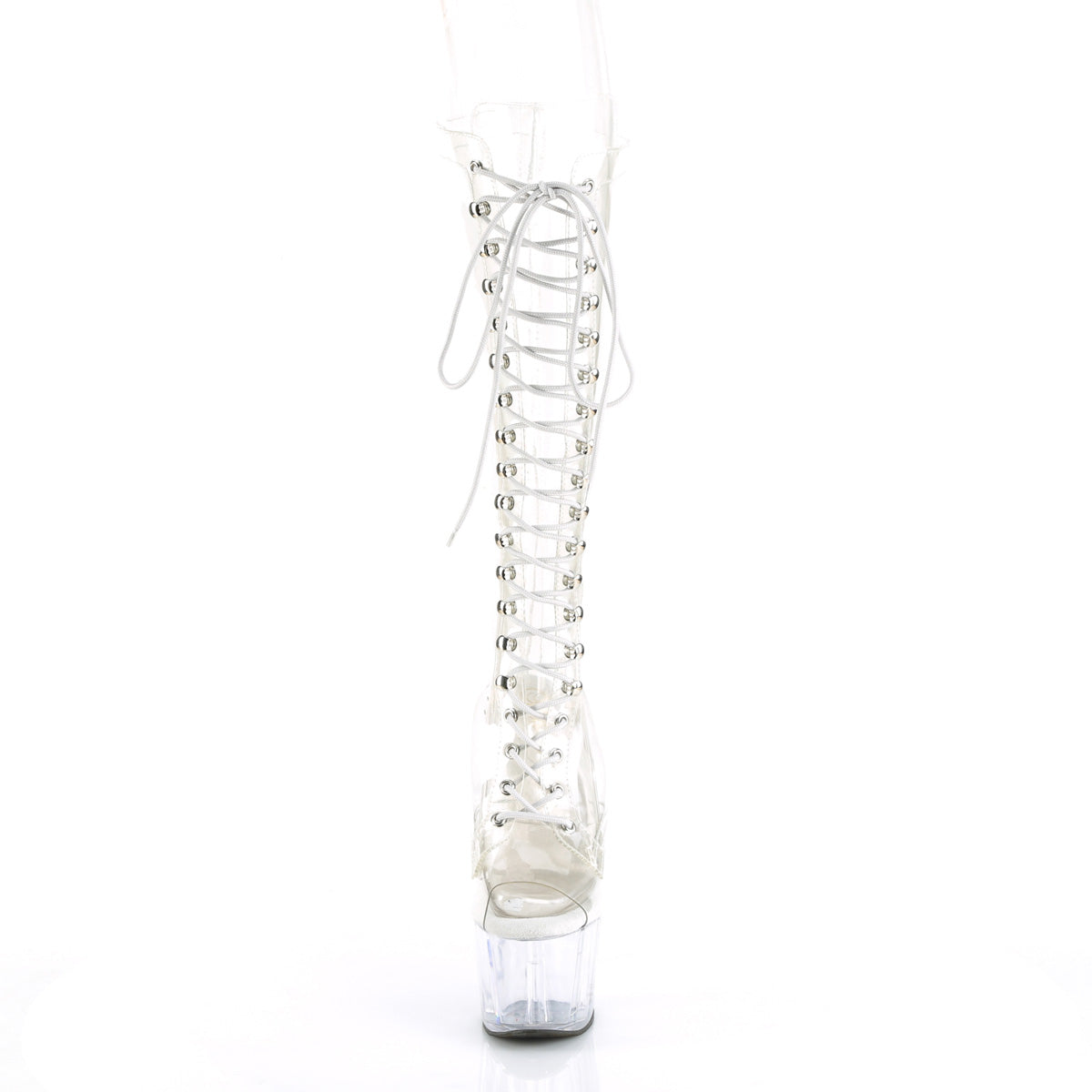 ADORE-2021C Pleaser Clear Transparent Platform Shoes (Sexy Knee High Boots)