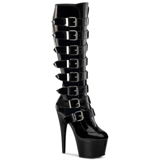 ADORE-2043 Strippers Heels Pleaser Platforms (Exotic Dancing) Blk Pat/Blk