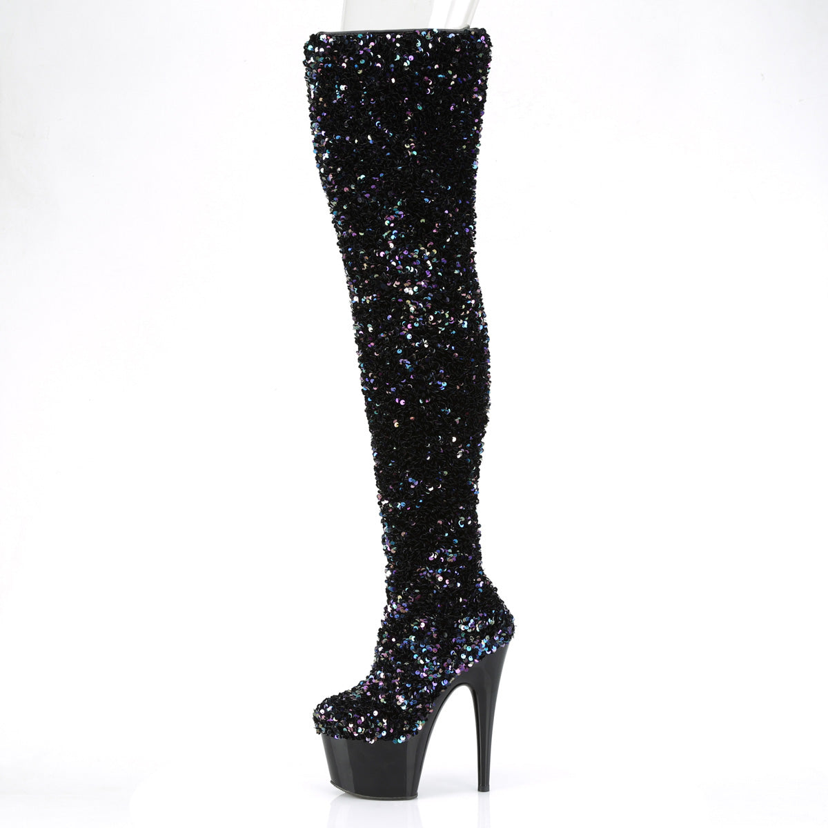 ADORE-3020 Pleaser Black Multi Seuqins/Black Platform Shoes (Sexy Thigh High Boots)