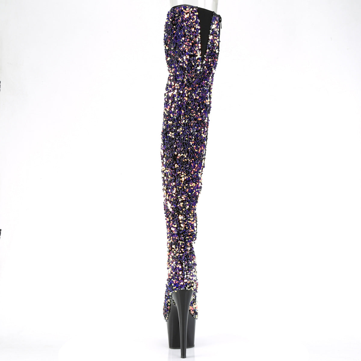 ADORE-3020 Pleaser Purple Multi Sequins/Black Platform Shoes (Sexy Thigh High Boots)