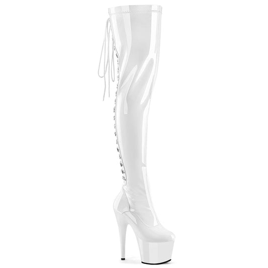 ADORE-3063 Pleaser White Stretch Patent/White Platform Shoes (Sexy Shoes)