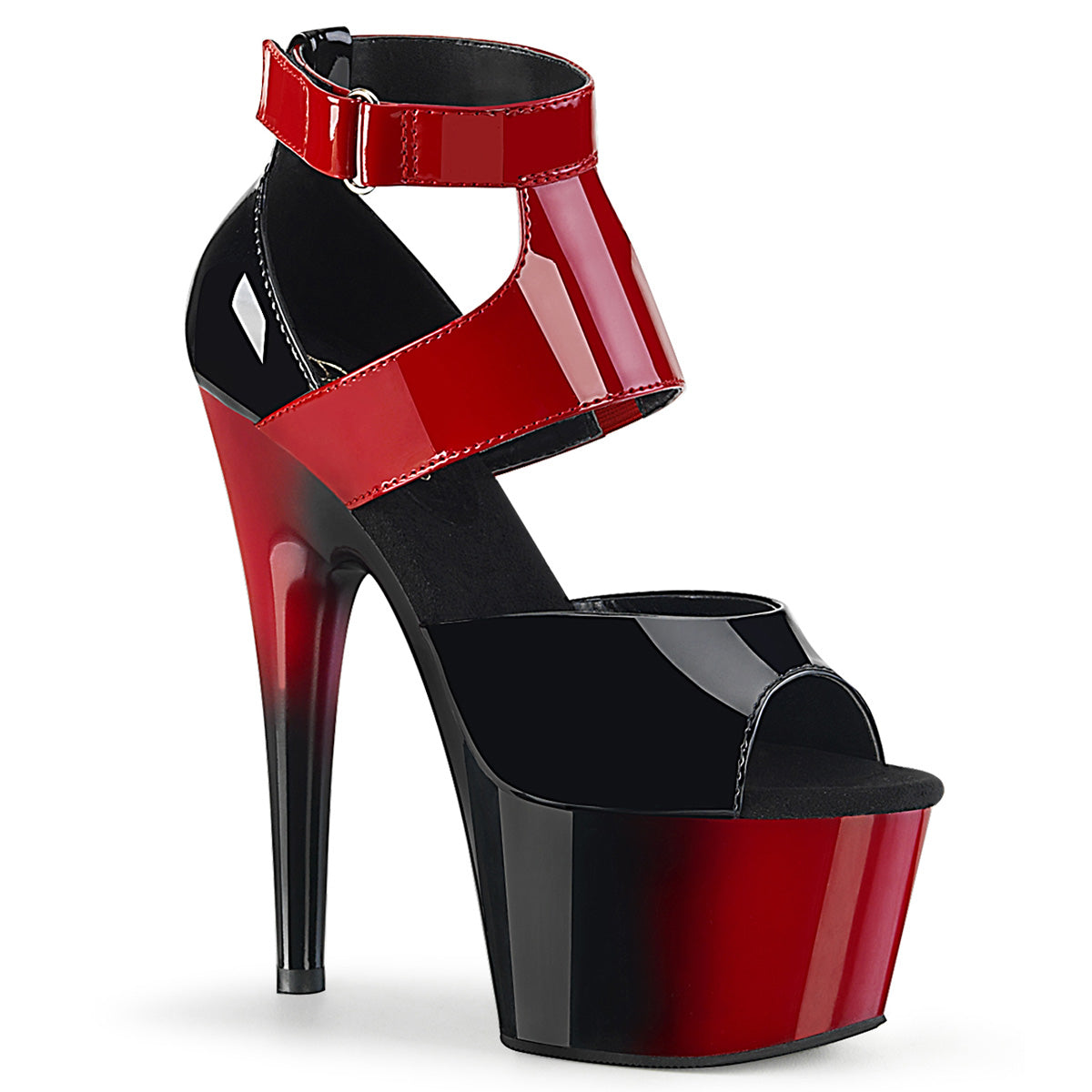 ADORE-700-16 Strippers Heels Pleaser Platforms (Exotic Dancing) Blk-Red Pat/Red-Blk