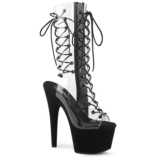 ADORE-700-60FS Strippers Heels Pleaser Platforms (Exotic Dancing) Clr/Blk Faux Suede