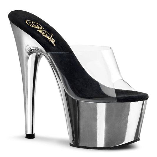 ADORE-701 Strippers Heels Pleaser Platforms (Exotic Dancing) Clr/Slv Chrome