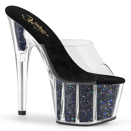 ADORE-701CG Strippers Heels Pleaser Platforms (Exotic Dancing) Clr/Blk Confetti Glitter