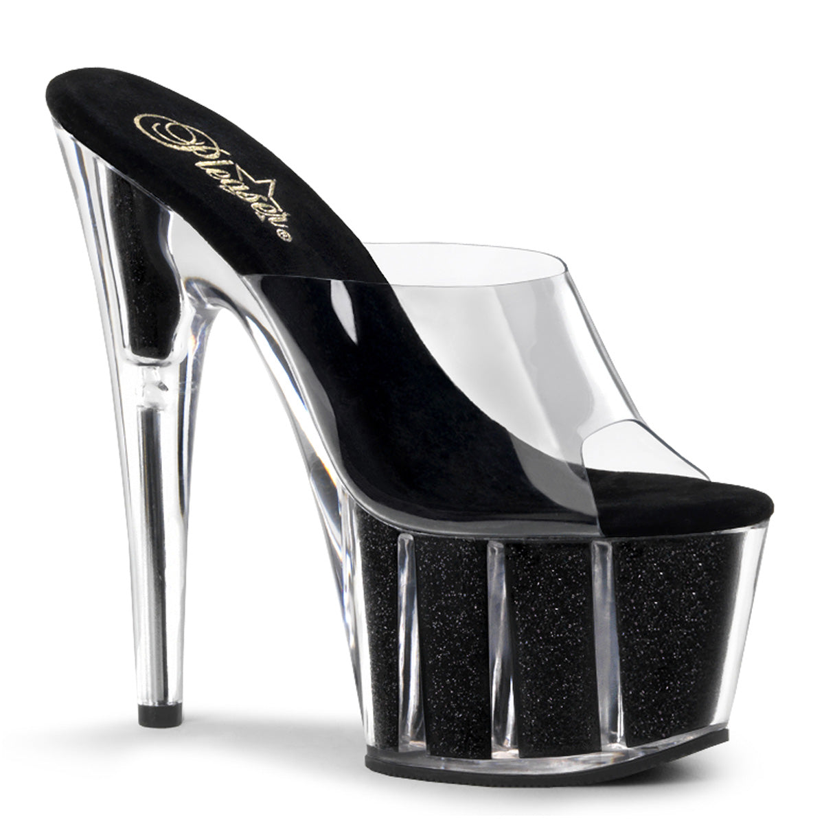 ADORE-701G Strippers Heels Pleaser Platforms (Exotic Dancing) Clr/Blk Gltr