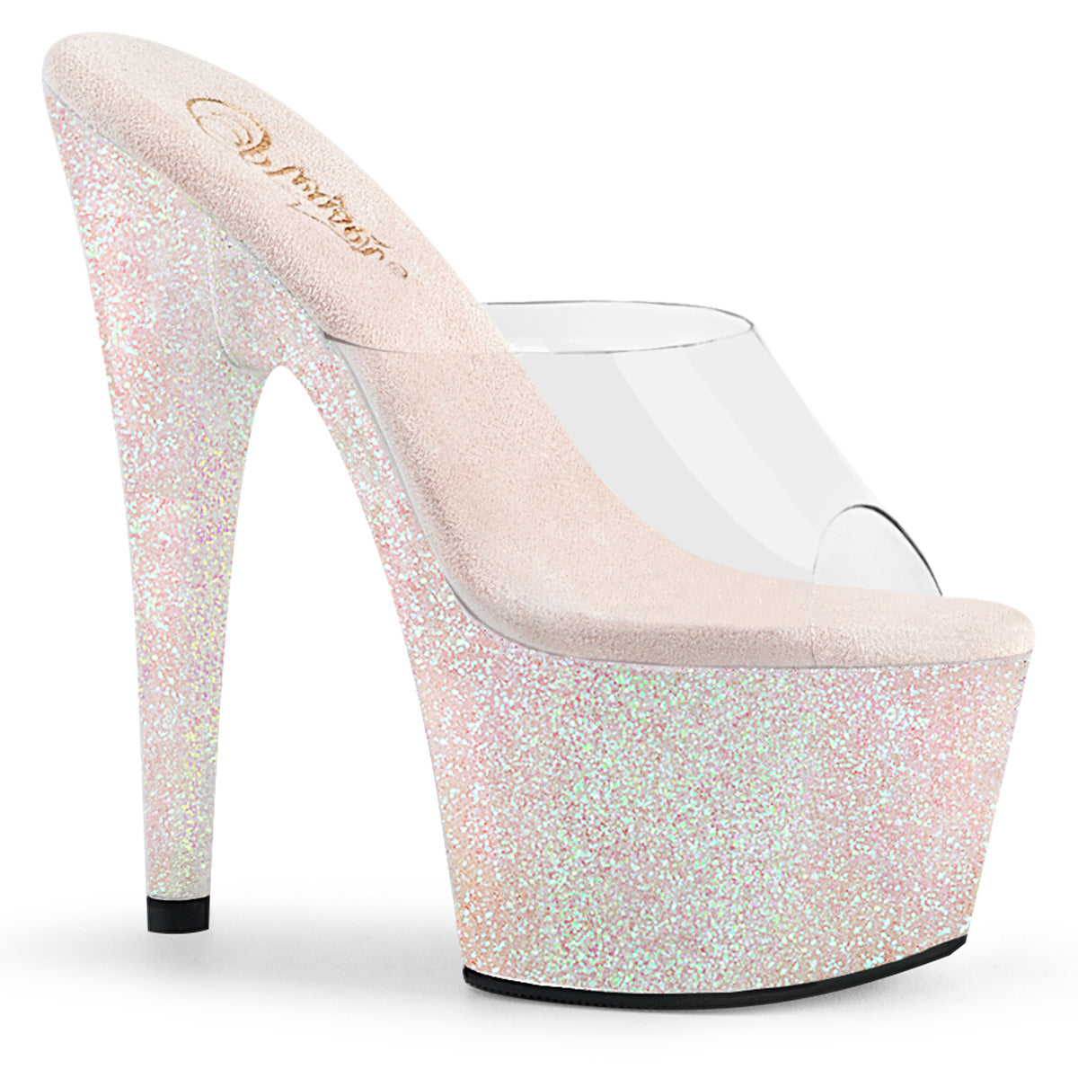 ADORE-701HMG Strippers Heels Pleaser Platforms (Exotic Dancing) Clr/Opal Multi Mini Glitter