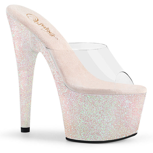 ADORE-701HMG Strippers Heels Pleaser Platforms (Exotic Dancing) Clr/Opal Multi Mini Glitter