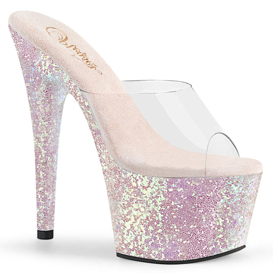 ADORE-701LG Strippers Heels Pleaser Platforms (Exotic Dancing) Clr/Opal Multi Glitter