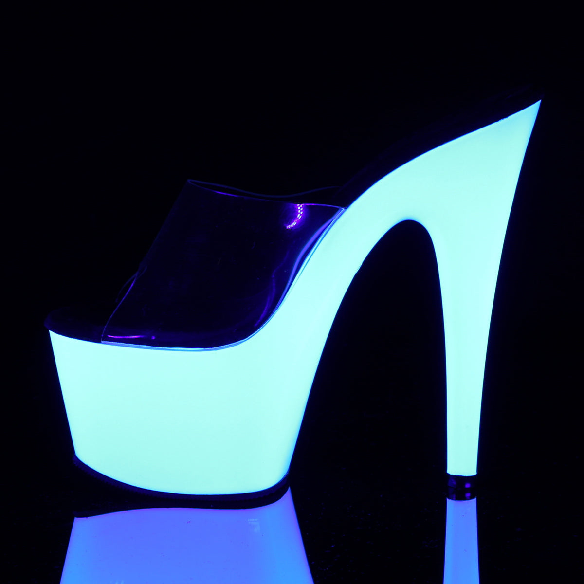 ADORE-701UV Pleaser Clear/Neon White Platform Shoes (Sexy Shoes)