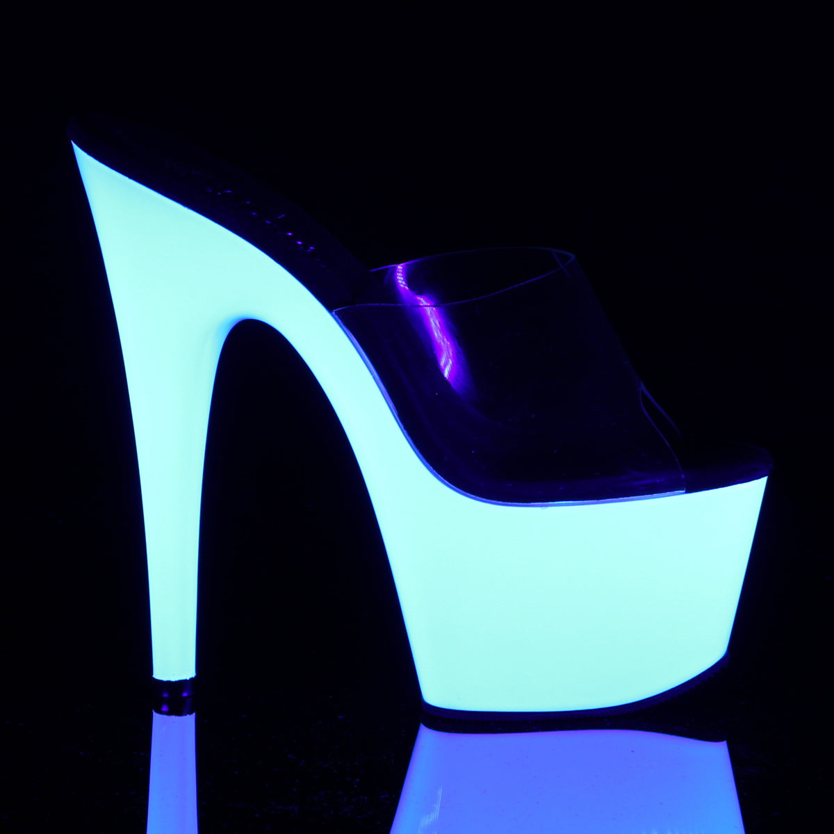 ADORE-701UV Pleaser Clear/Neon White Platform Shoes (Sexy Shoes)