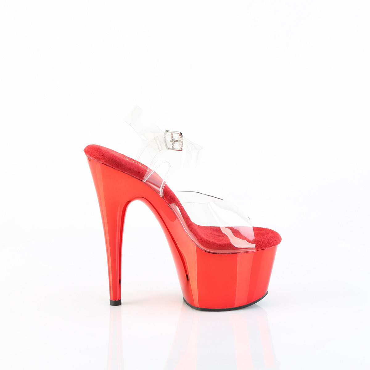 ADORE-708 Pleaser Clear-Matching/Red Chrome Platform Shoes (Sexy Shoes)