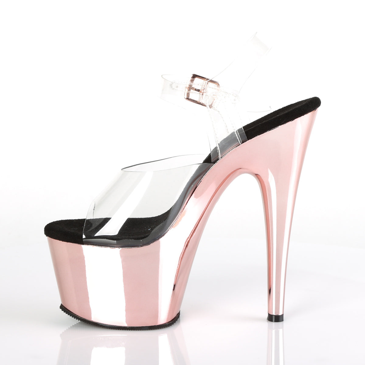 ADORE-708 Pleaser Clear/Rose Gold Chrome Platform Shoes (Sexy Shoes)