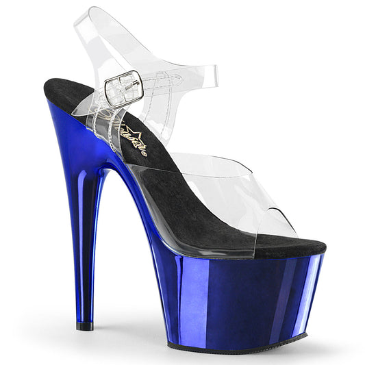 ADORE-708 Strippers Heels Pleaser Platforms (Exotic Dancing) Clr/Blue Chrome