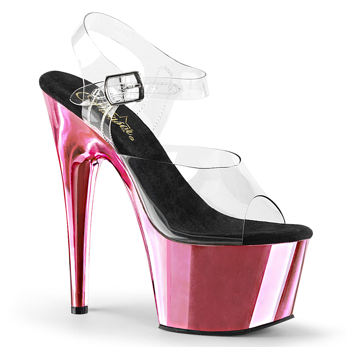 ADORE-708 Strippers Heels Pleaser Platforms (Exotic Dancing) Clr/B. Pink Chrome