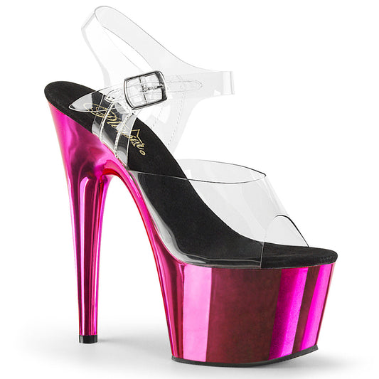 ADORE-708 Strippers Heels Pleaser Platforms (Exotic Dancing) Clr/H. Pink Chrome