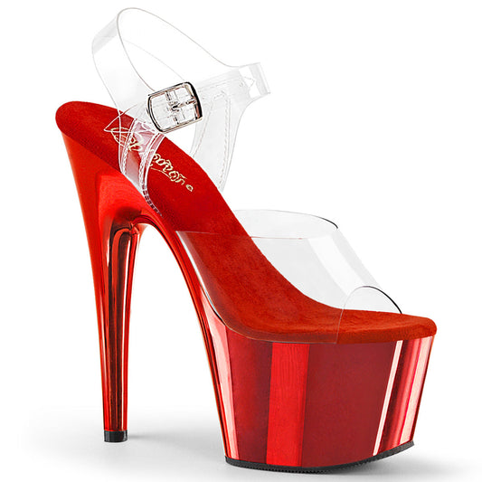 ADORE-708 Pleaser Clear-Matching/Red Chrome Platform Shoes (Sexy Shoes)