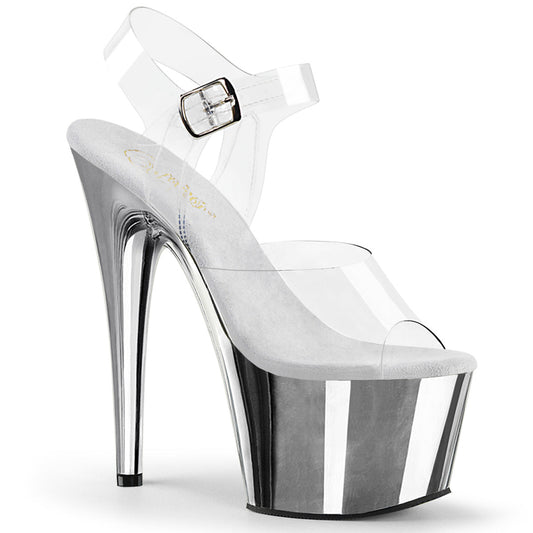 ADORE-708 Pleaser Clear-Matching/Silver Chrome Platform Shoes (Sexy Shoes)