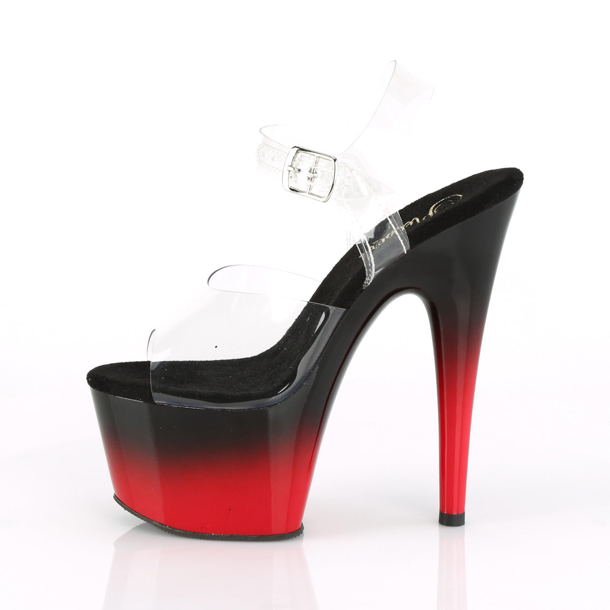 ADORE-708BR-H Pleaser Clear/Black-Red Platform Shoes (Sexy Shoes)