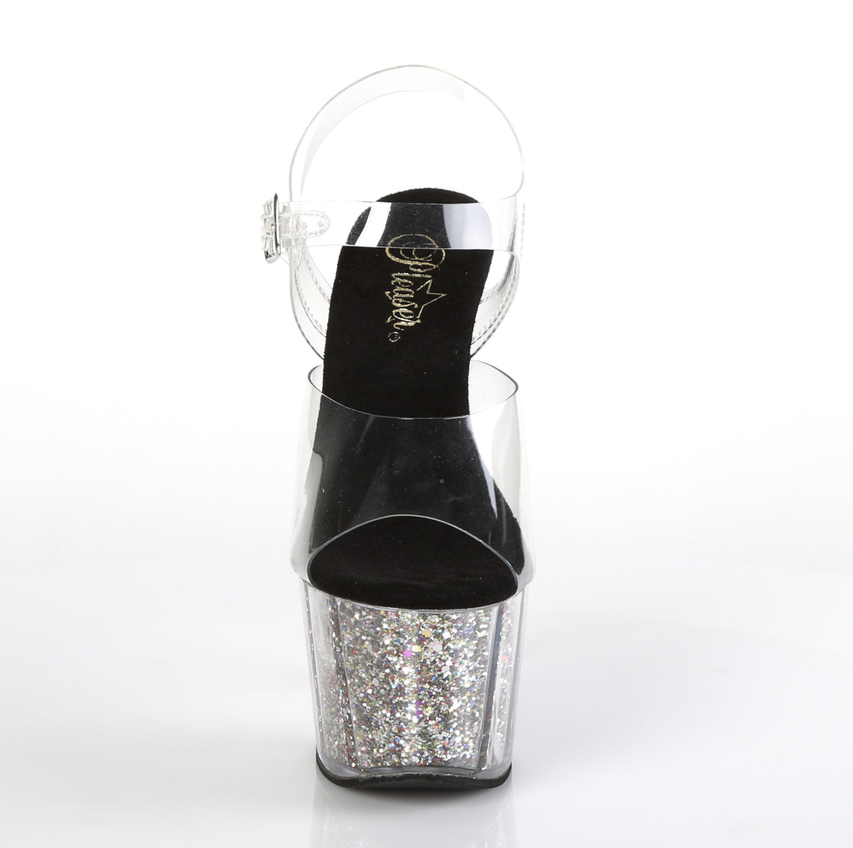 ADORE-708CG Pleaser Clear/Silver Confetti Glitter Platform Shoes (Sexy Shoes)