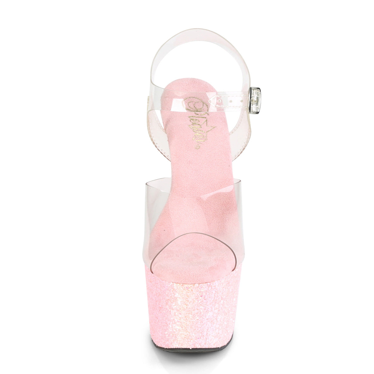 ADORE-708LG Pleaser Clear/B Pink Glitter Platform Shoes (Sexy Shoes)