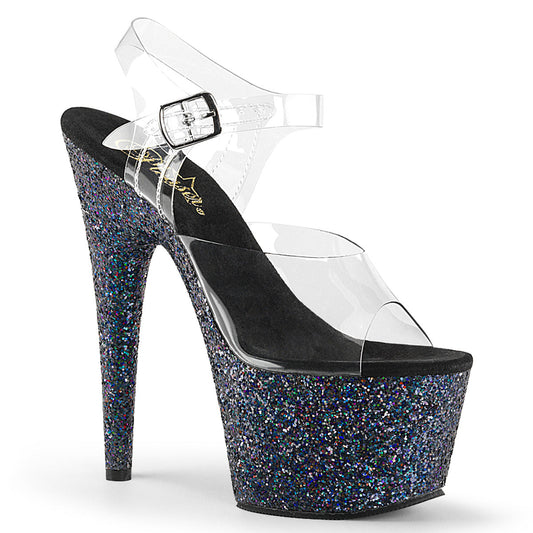 ADORE-708LG Strippers Heels Pleaser Platforms (Exotic Dancing) Clr/Blk Multi Glitter