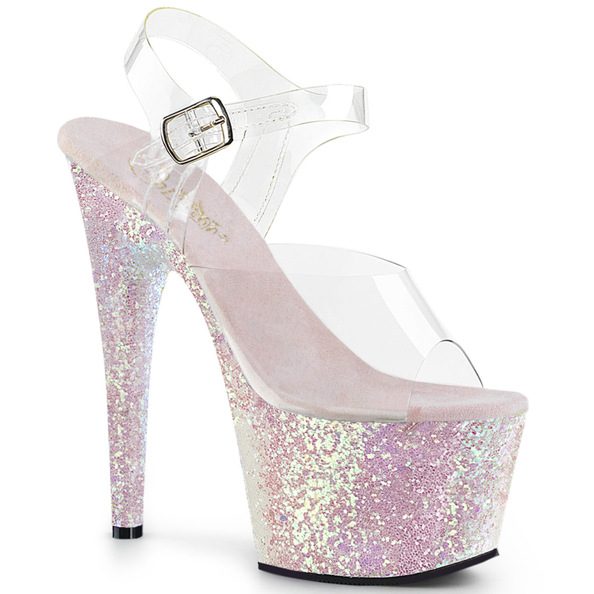 ADORE-708LG Strippers Heels Pleaser Platforms (Exotic Dancing) Clr/Opal Multi Glitter