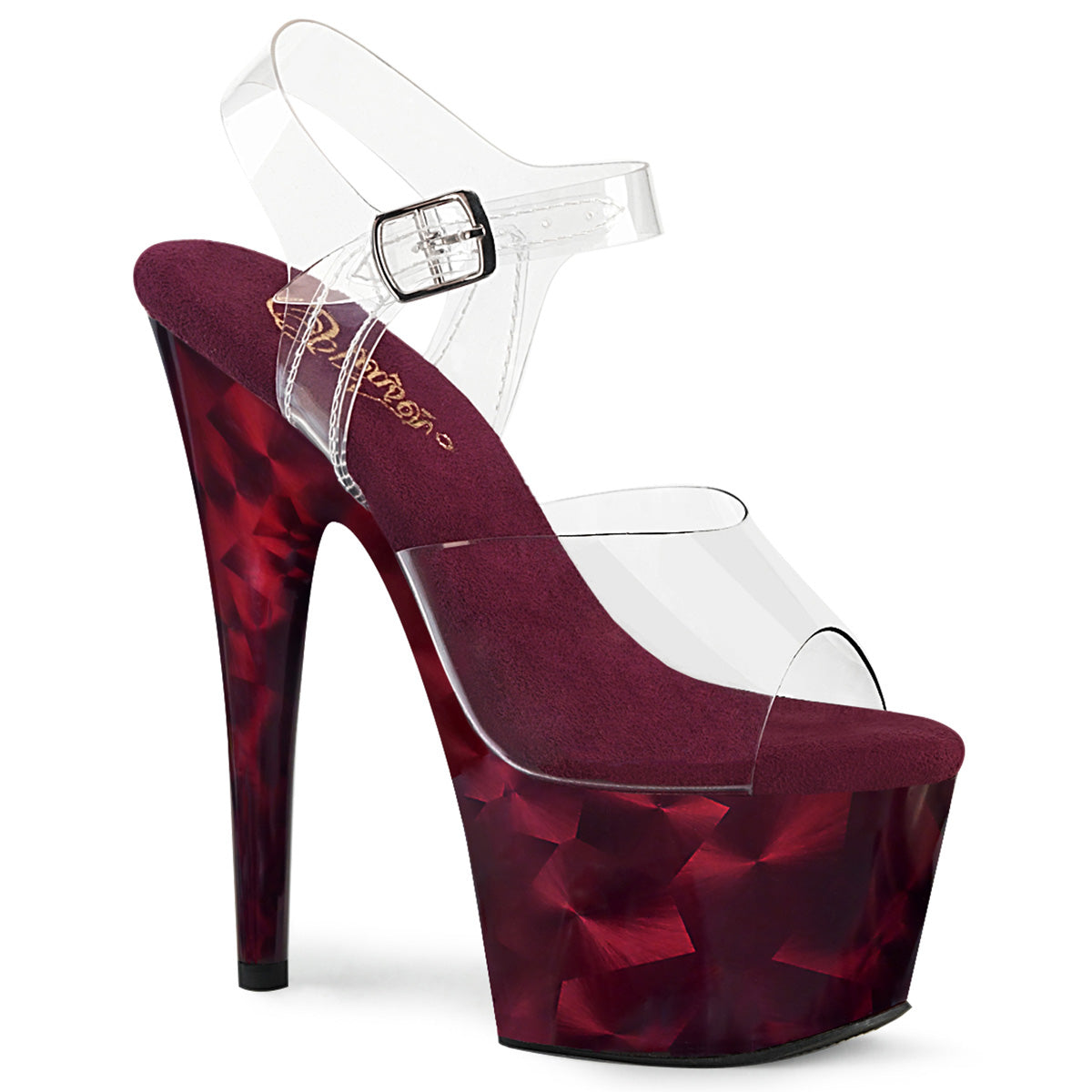 ADORE-708MPP Pleaser Clear/Burgundy Platform Shoes (Sexy Shoes)