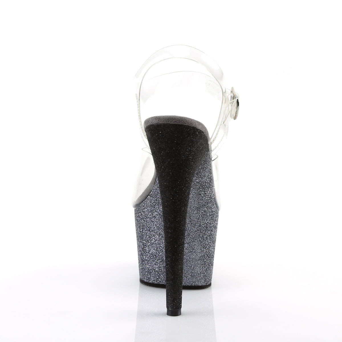 ADORE-708OMBRE Pleaser Clear/Silver-Black Ombre Platform Shoes (Sexy Shoes)