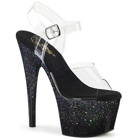 ADORE-708SS Strippers Heels Pleaser Platforms (Exotic Dancing) Clr/Blk Multi Glitter