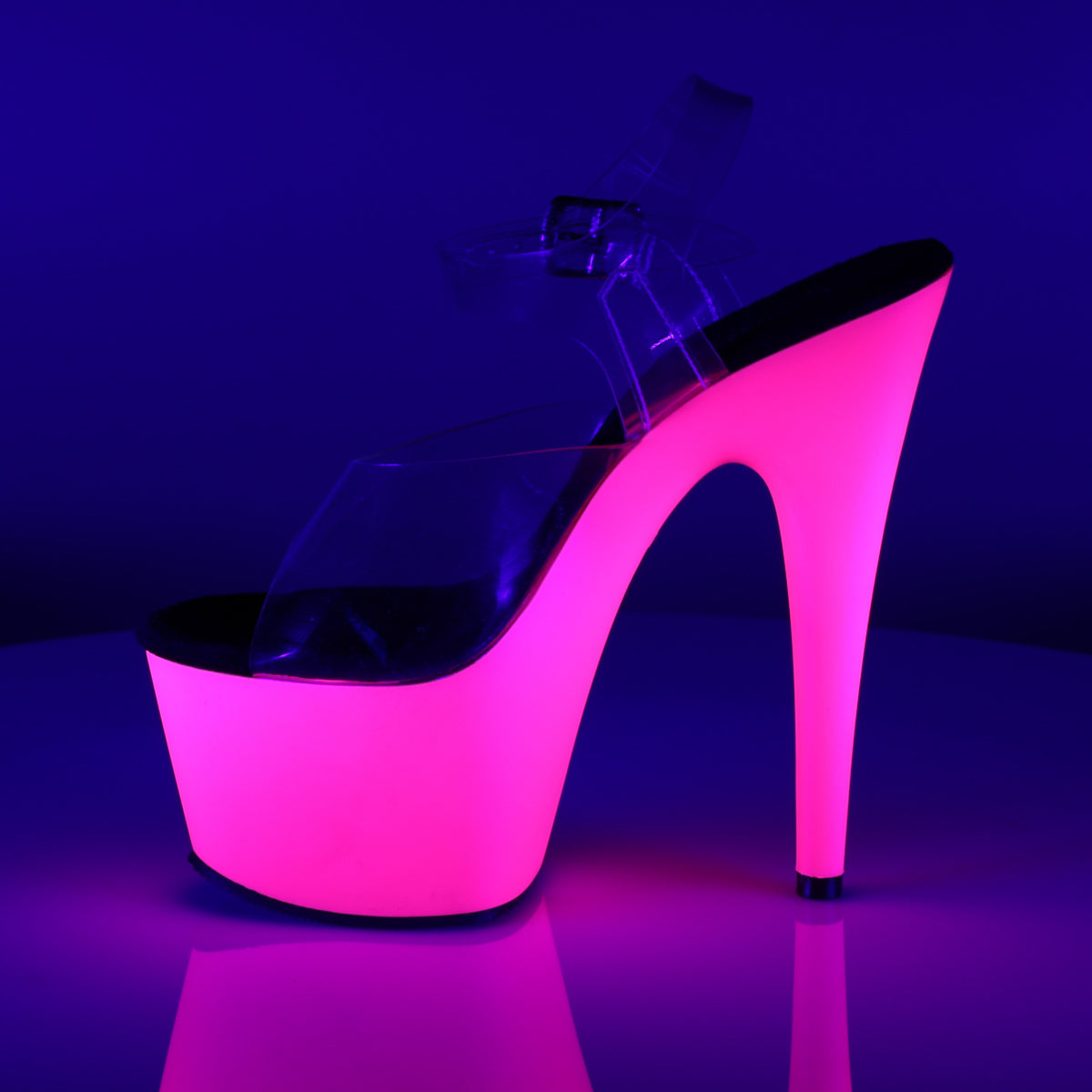 ADORE-708UV Pleaser Clear/Neon Pink Platform Shoes (Sexy Shoes)