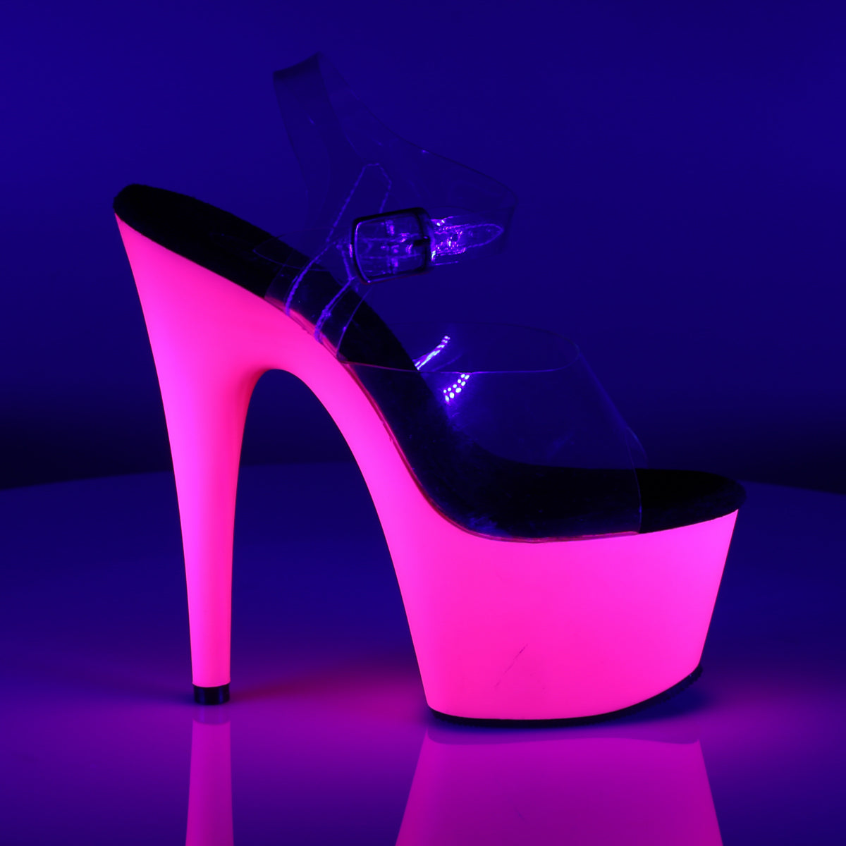 ADORE-708UV Pleaser Clear/Neon Pink Platform Shoes (Sexy Shoes)