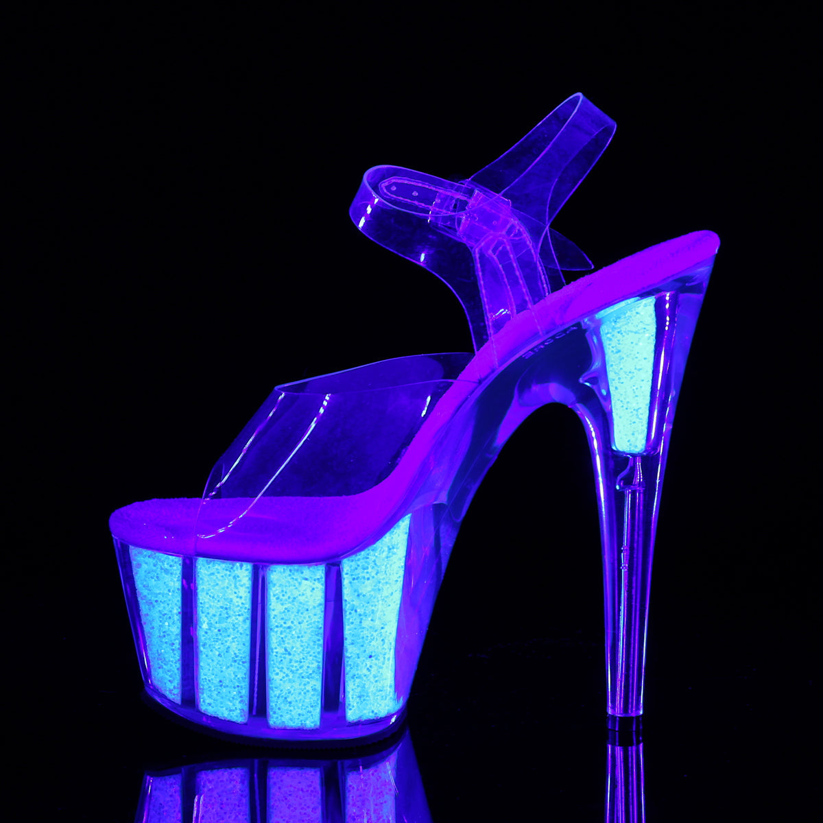 ADORE-708UVG Pleaser Clear/Neon Opal Glitter Platform Shoes (Sexy Shoes)