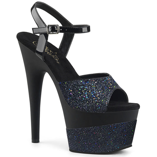 ADORE-709-2G Strippers Heels Pleaser Platforms (Exotic Dancing) Blk Multi Glitter/Blk Multi Glitter