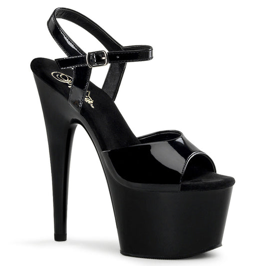 ADORE-709 Strippers Heels Pleaser Platforms (Exotic Dancing) Blk Pat/Blk