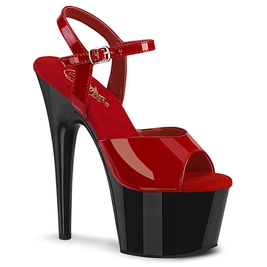 ADORE-709 Strippers Heels Pleaser Platforms (Exotic Dancing) Red Pat/Blk