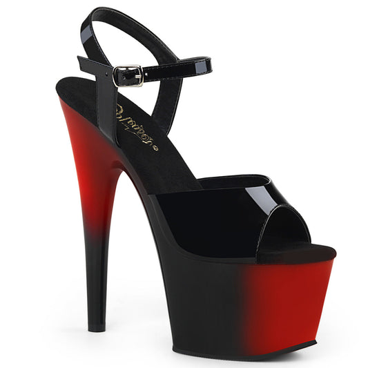 ADORE-709BR Strippers Heels Pleaser Platforms (Exotic Dancing) Blk Pat/Red-Blk