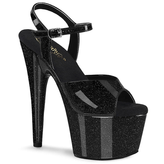 ADORE-709GP Pleaser Black Glitter Patent Platform Shoes (Sexy Shoes)