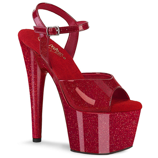 ADORE-709GP Pleaser Ruby Red Glitter Patent Platform Shoes (Sexy Shoes)