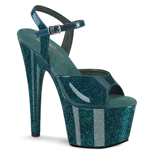 ADORE-709GP Pleaser Teal Glitter Patent Platform Shoes (Sexy Shoes)