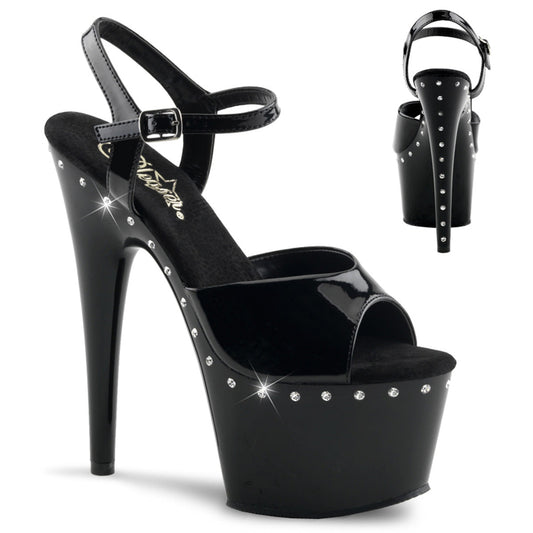 ADORE-709LS Strippers Heels Pleaser Platforms (Exotic Dancing) Blk/Blk