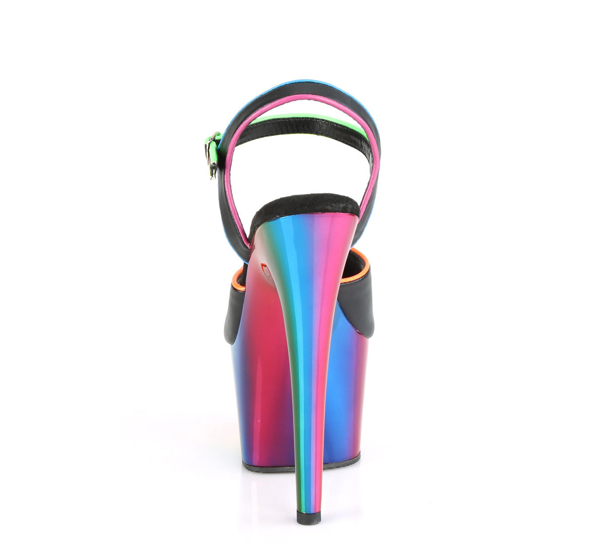 ADORE-709RC-02 Pleaser Black Faux Leather/Rainbow Chrome Platform Shoes (Sexy Shoes)