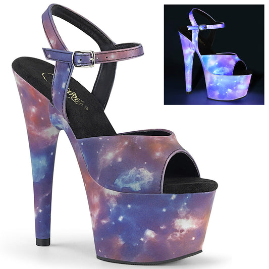 ADORE-709REFL Strippers Heels Pleaser Platforms (Exotic Dancing) Purple-Blue Reflective/Purple-Blue Refle