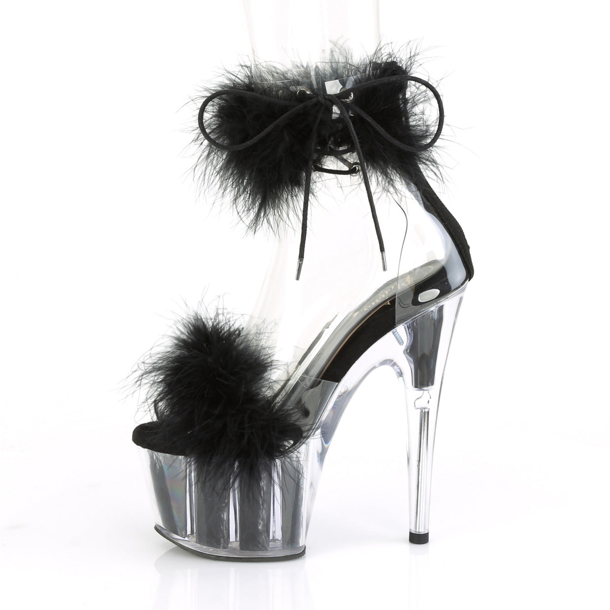 ADORE-724F Pleaser Clear-Black Fur/Black Fur Platform Shoes (Sexy Shoes)