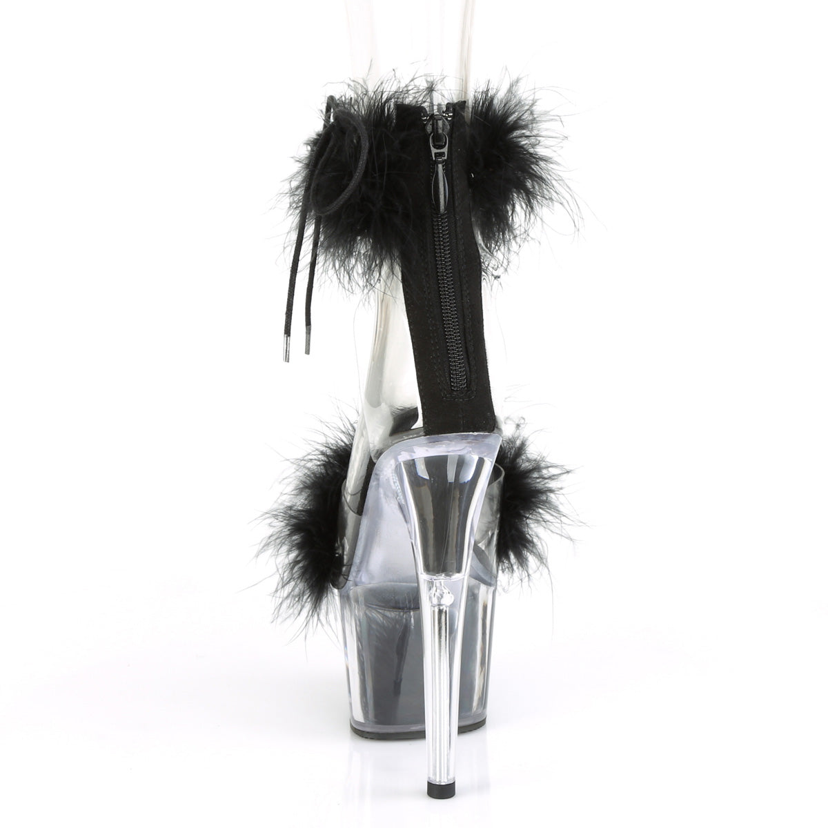 ADORE-724F Pleaser Clear-Black Fur/Black Fur Platform Shoes (Sexy Shoes)